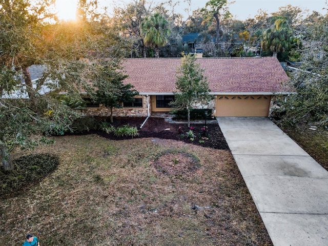 view of single story home