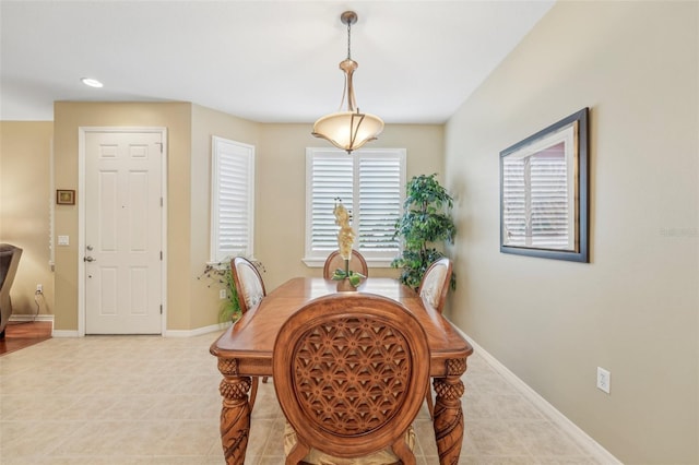 view of tiled dining space