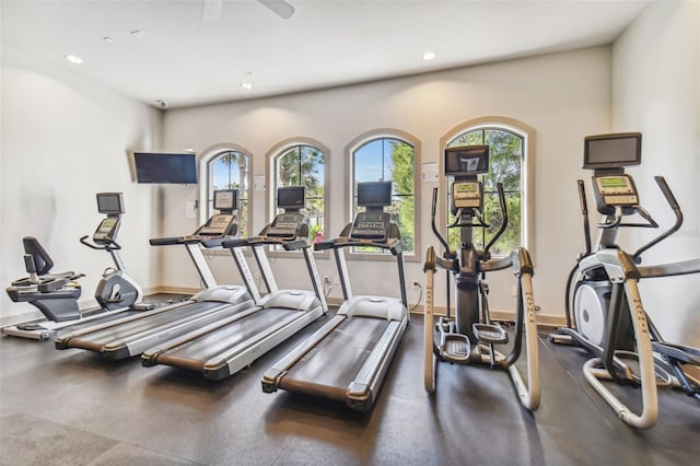 exercise room featuring plenty of natural light