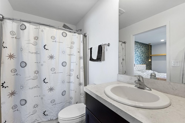 1203 Desmond St, Port Charlotte, FL 33952 - full bathroom with toilet, curtained shower, and vanity