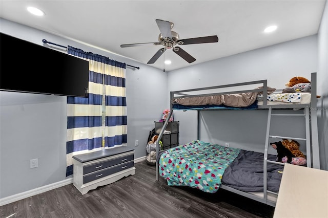 1203 Desmond St, Port Charlotte, FL 33952 - bedroom with recessed lighting, wood finished floors, a ceiling fan, and baseboards