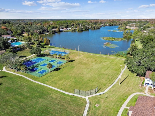 bird's eye view featuring a water view