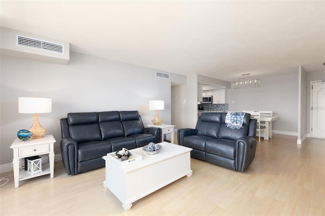 living room featuring light hardwood / wood-style floors