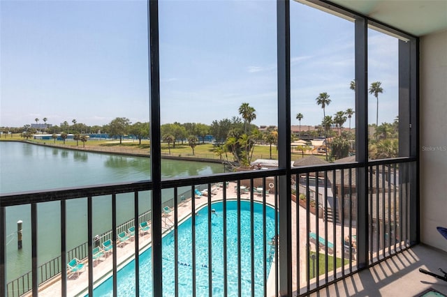 balcony with a water view