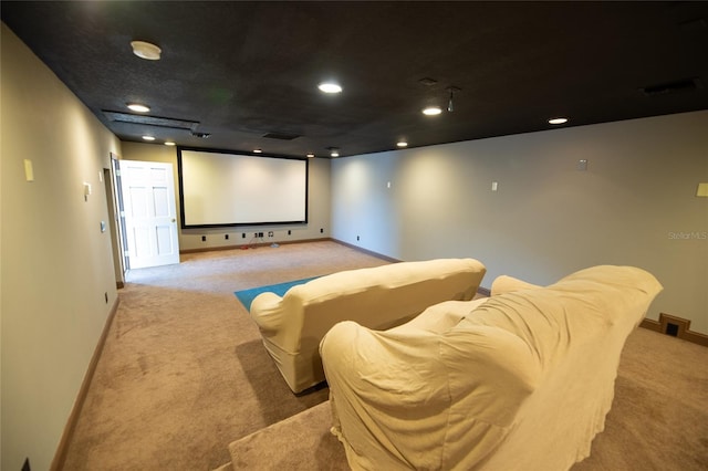 view of carpeted home theater room