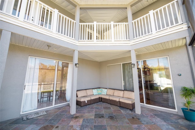 view of patio / terrace featuring a balcony and an outdoor hangout area