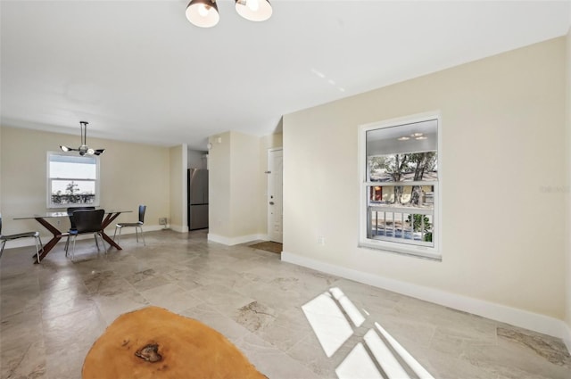 dining area with a chandelier