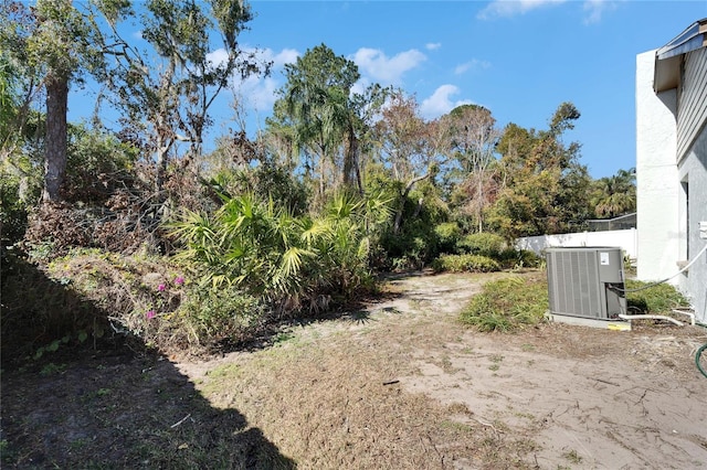 view of yard featuring central AC