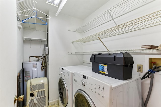 laundry room with washer and clothes dryer and electric water heater