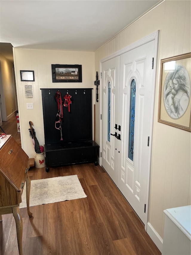 entrance foyer featuring wood finished floors