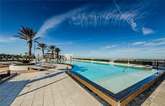 view of pool featuring a patio