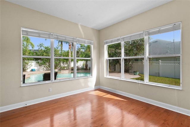 spare room with light hardwood / wood-style floors