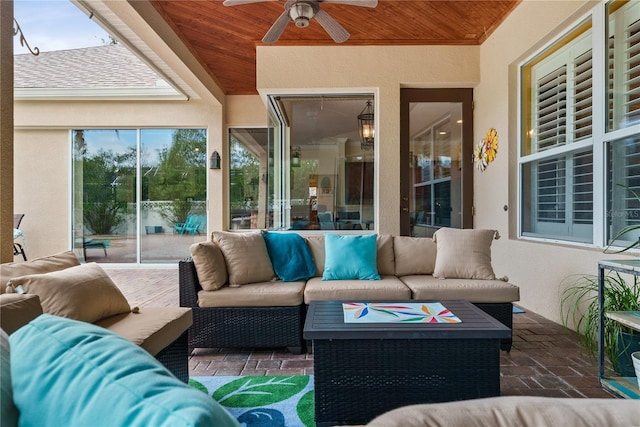 view of patio / terrace with an outdoor hangout area and ceiling fan