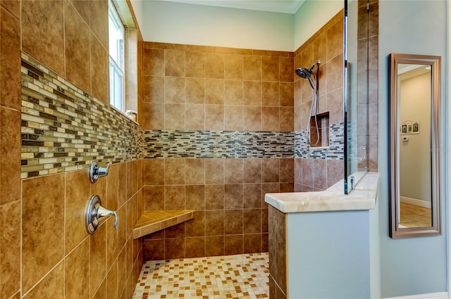 bathroom featuring a walk in shower