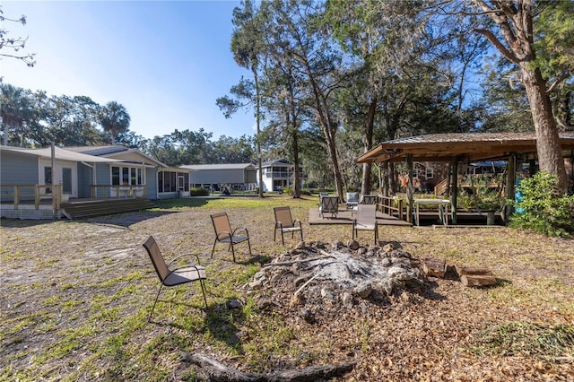 view of yard with a deck