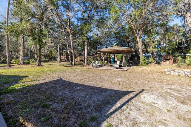 view of yard with a gazebo