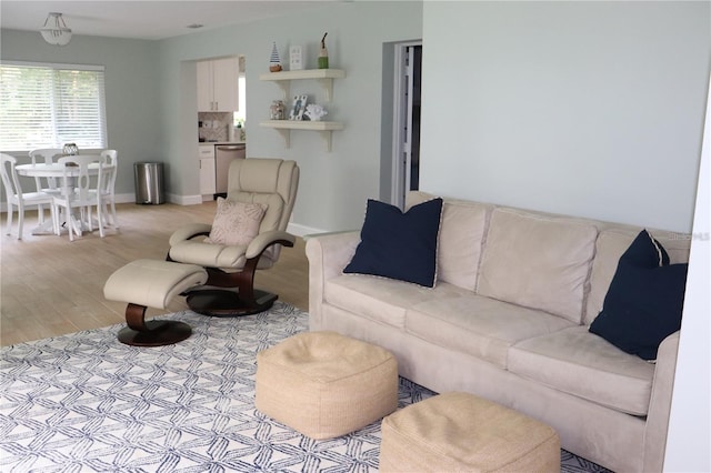 living room featuring light wood-type flooring