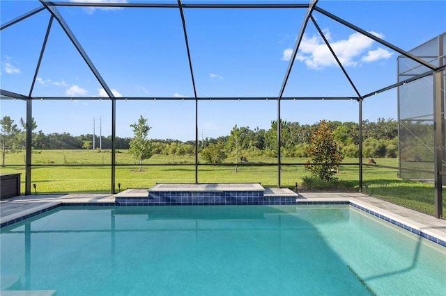 14215 Swiss Bridge Dr, Riverview, FL 33579 - outdoor pool featuring a lanai and a yard