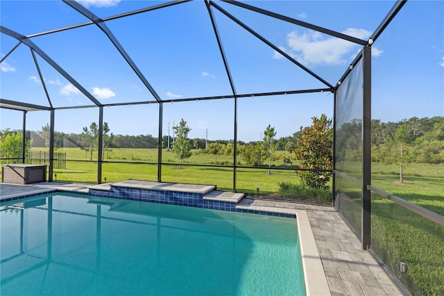 14215 Swiss Bridge Dr, Riverview, FL 33579 - swimming pool with glass enclosure and a yard