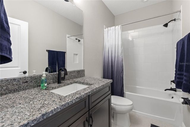 14215 Swiss Bridge Dr, Riverview, FL 33579 - bathroom with vanity, shower / bath combo, and tile patterned flooring