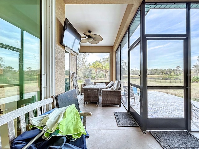 13653 Heritage Way, Sarasota, FL 34240 - sunroom featuring ceiling fan