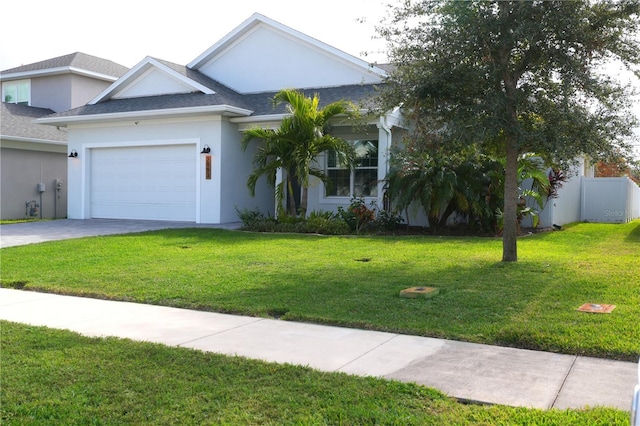 view of front of home featuring a garage and a front yard