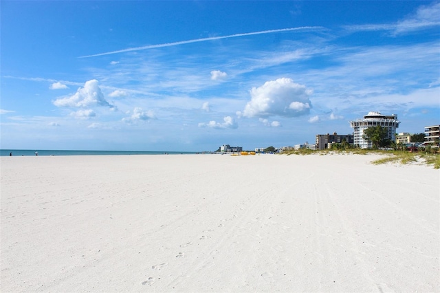 property view of water with a beach view