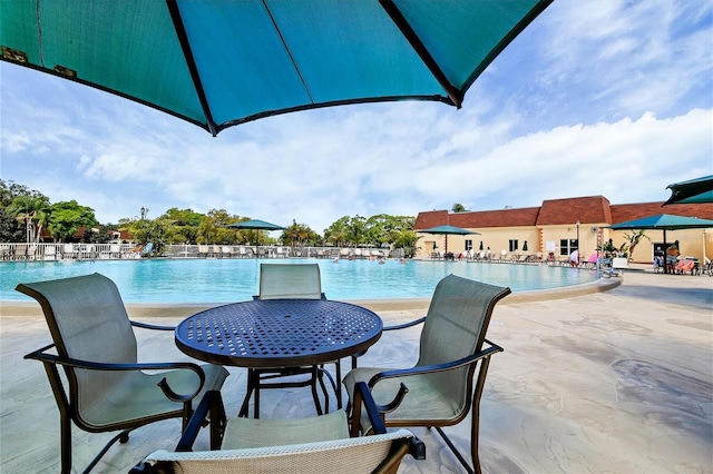 view of pool featuring a patio