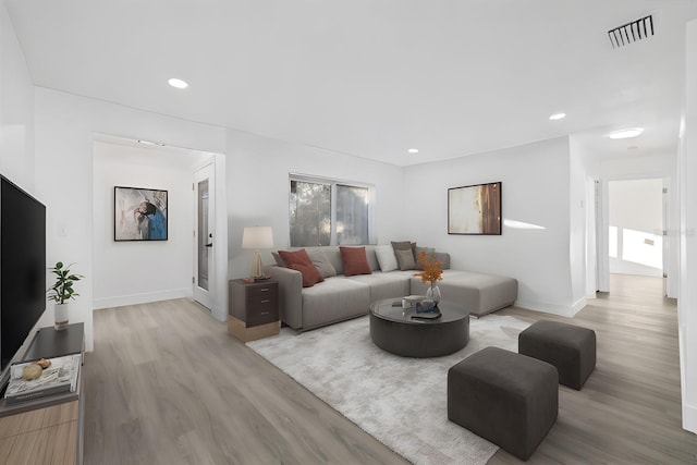 living room featuring light hardwood / wood-style flooring