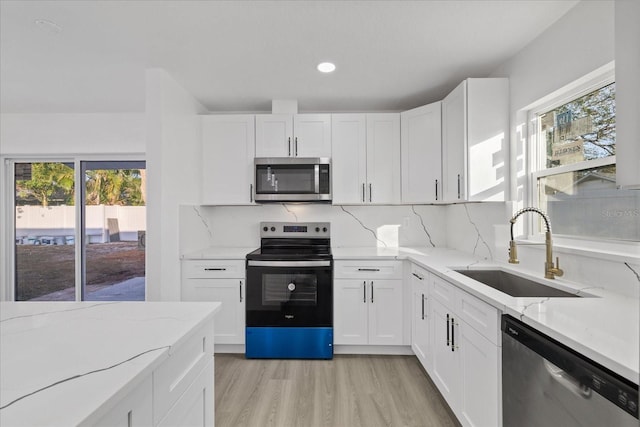 kitchen featuring white cabinetry, sink, and stainless steel appliances