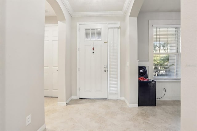 foyer entrance with ornamental molding