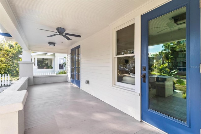 view of patio / terrace featuring ceiling fan