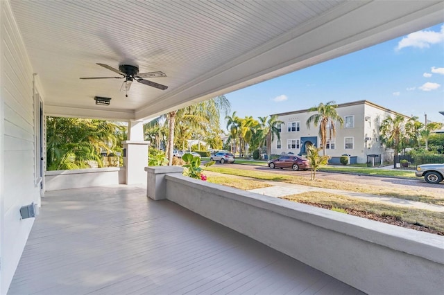 view of patio / terrace featuring a porch and ceiling fan