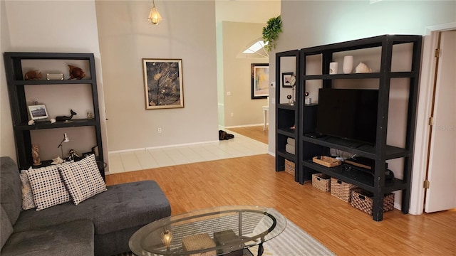 living room with hardwood / wood-style floors