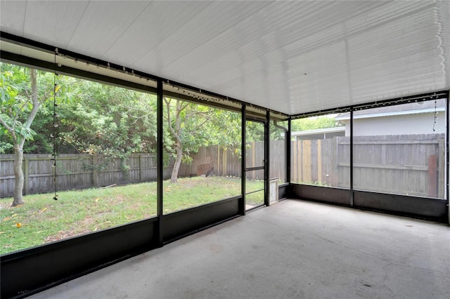 view of unfurnished sunroom