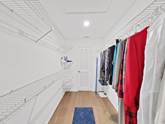 walk in closet featuring hardwood / wood-style floors