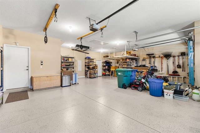 garage with a garage door opener