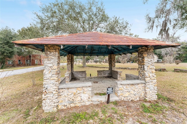 exterior space featuring a gazebo