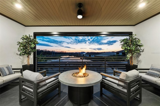 interior space with wooden ceiling