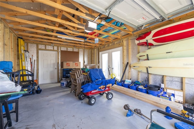 garage with a garage door opener