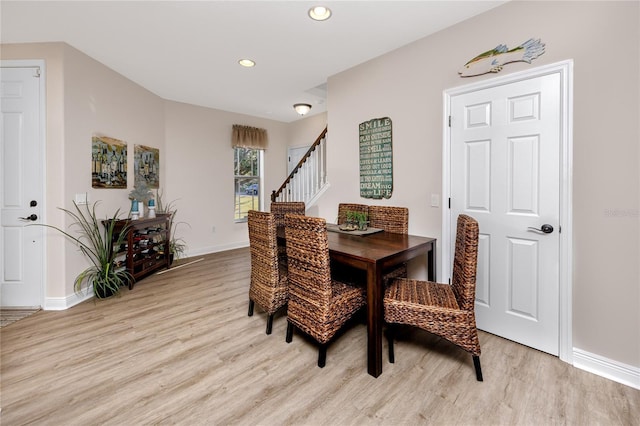 dining area featuring light hardwood / wood-style flooring