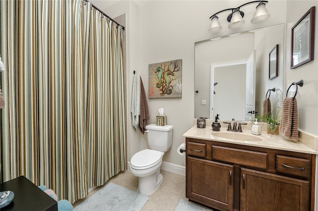 bathroom with tile patterned floors, toilet, and vanity