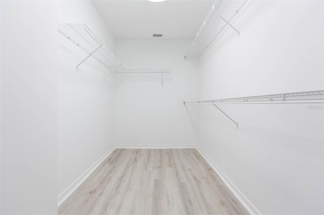 walk in closet with light wood-type flooring