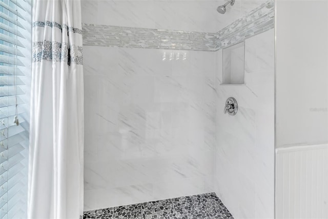 bathroom featuring a shower with shower curtain