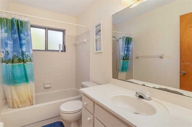 full bathroom featuring vanity, toilet, and shower / bath combo