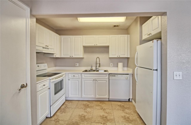 13760 Orange Sunset Dr Unit 201, Tampa, FL 33618 - kitchen with white cabinetry, white appliances, and sink