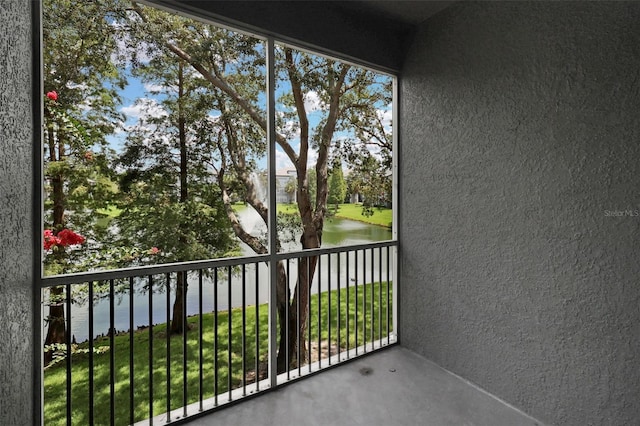 balcony with a water view