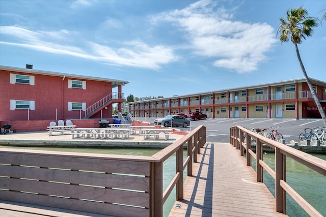 dock area featuring a water view