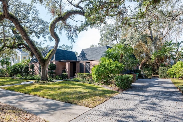 view of front of home featuring a front yard