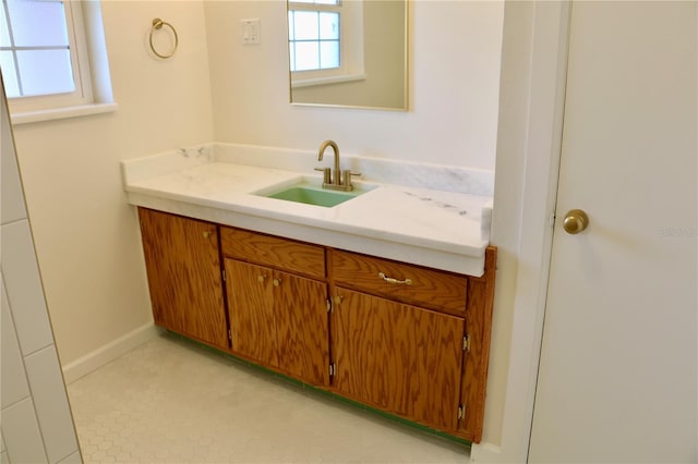 bathroom with plenty of natural light and vanity